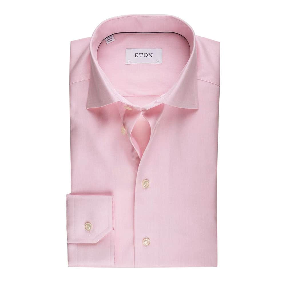 Eton Shirt Micro Herringbone Twill Pink
