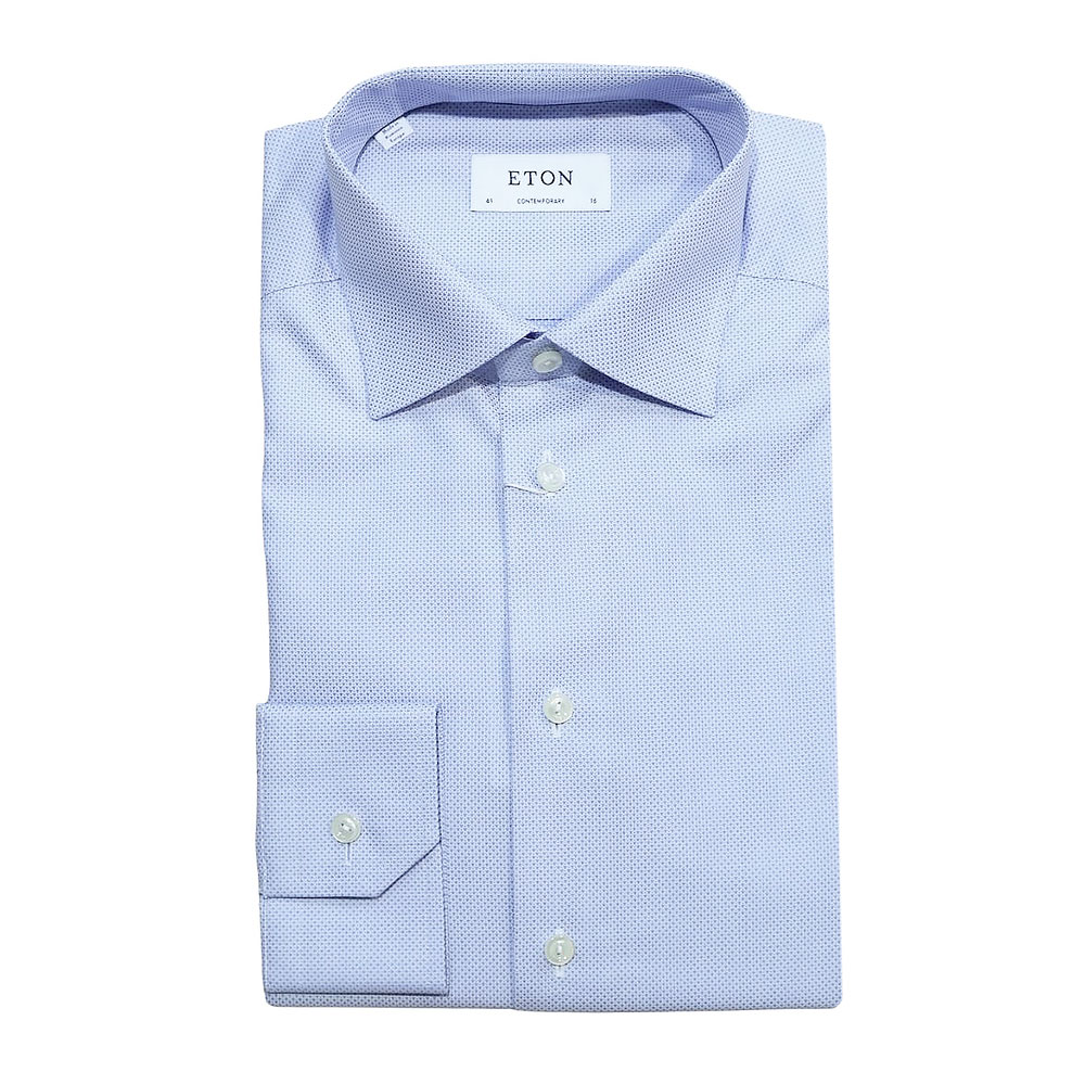Eton Shirt micro triangle blue fabric