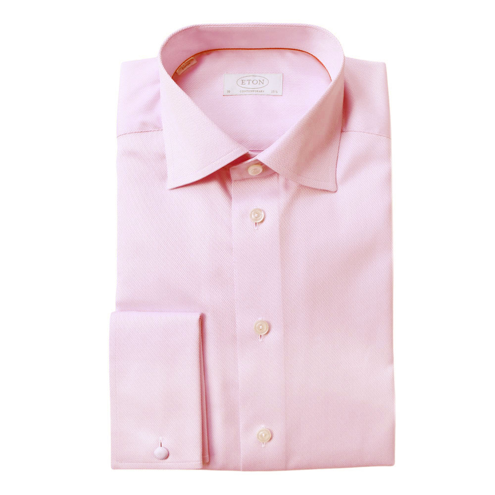 Eton Shirt structured waffle twill pink main
