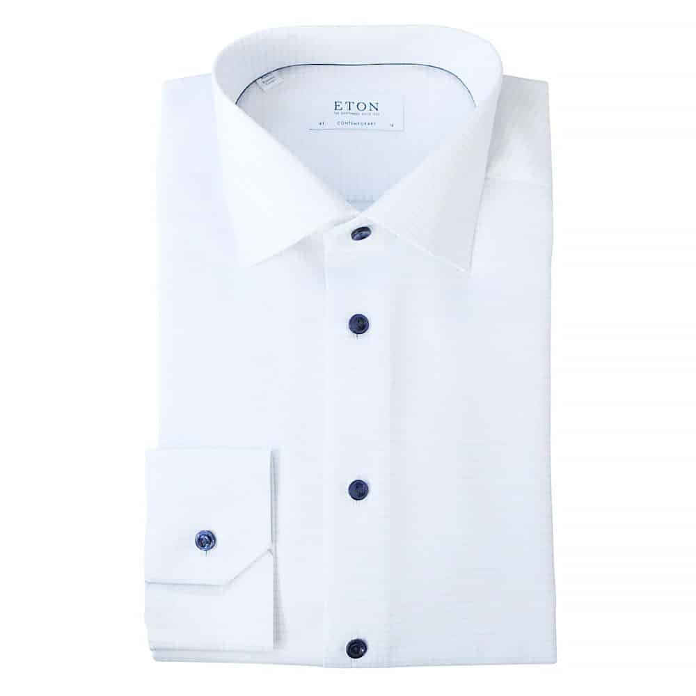 Eton Shirt thin blue check white NEW11