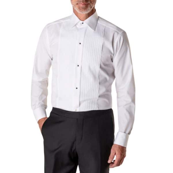 Eton shirt Black tie plisee white french cuff