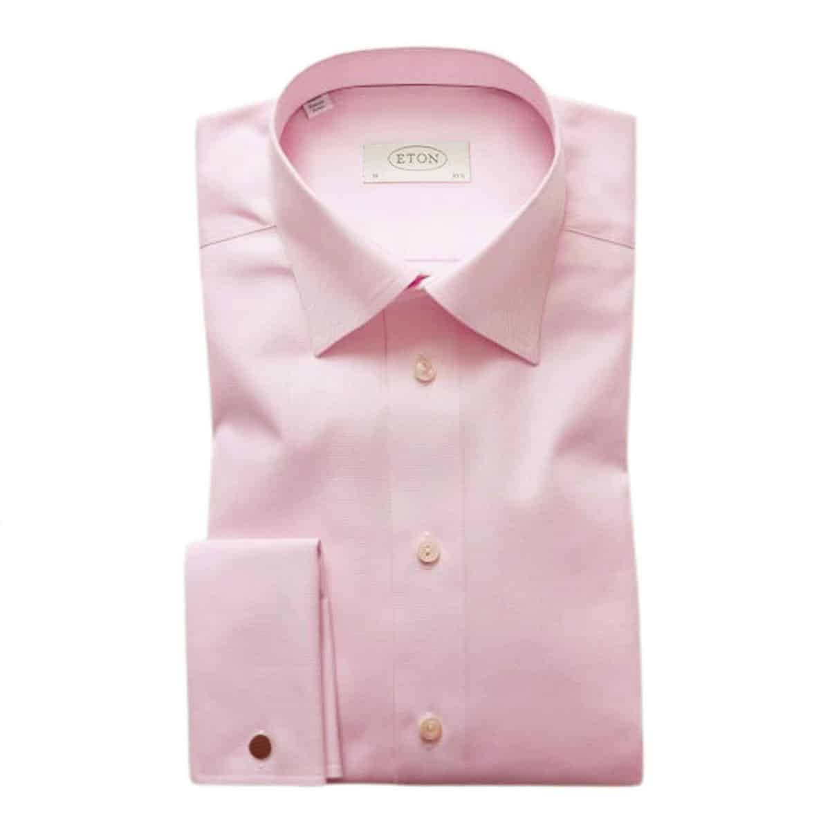 Eton Shirt Classic Herringbone Twill French Cuff Pink | Menswear Online