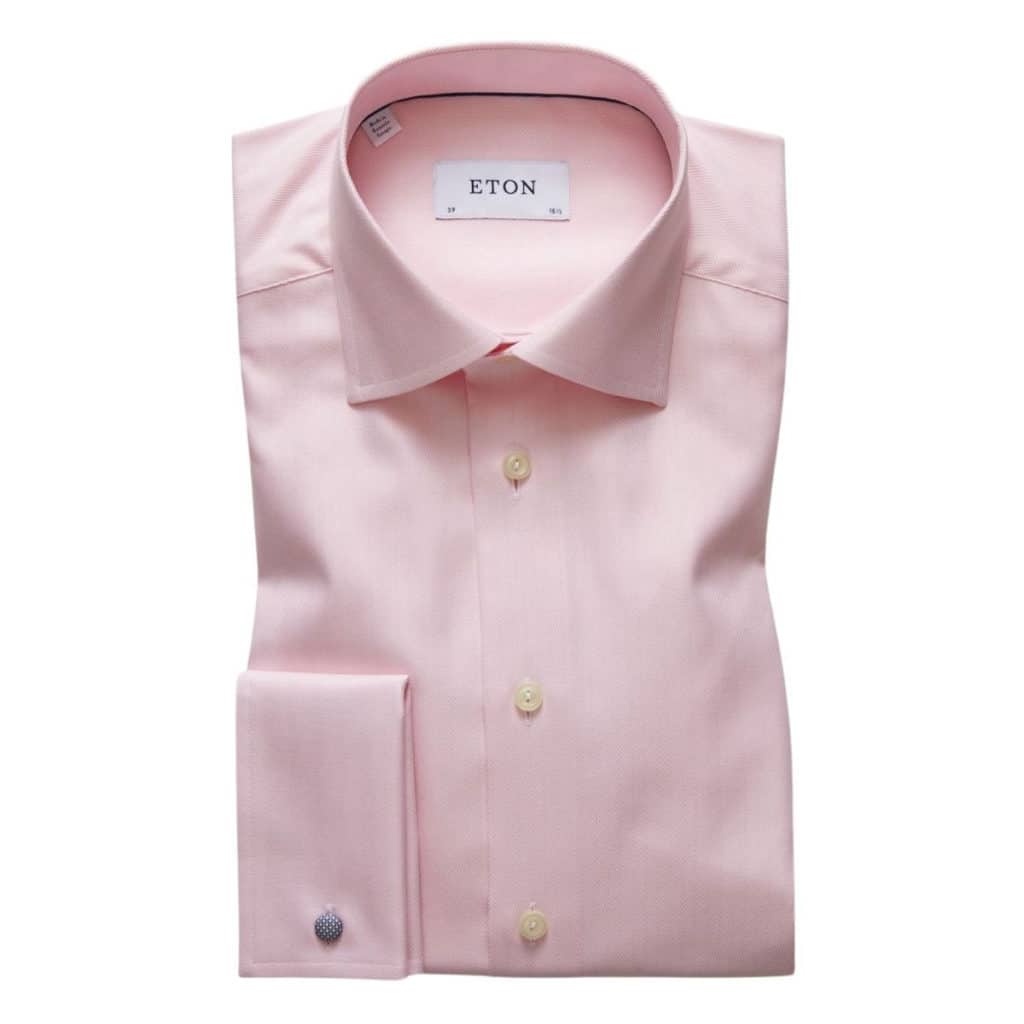 Eton shirt Pink Large Herringbone Twill French Cuff