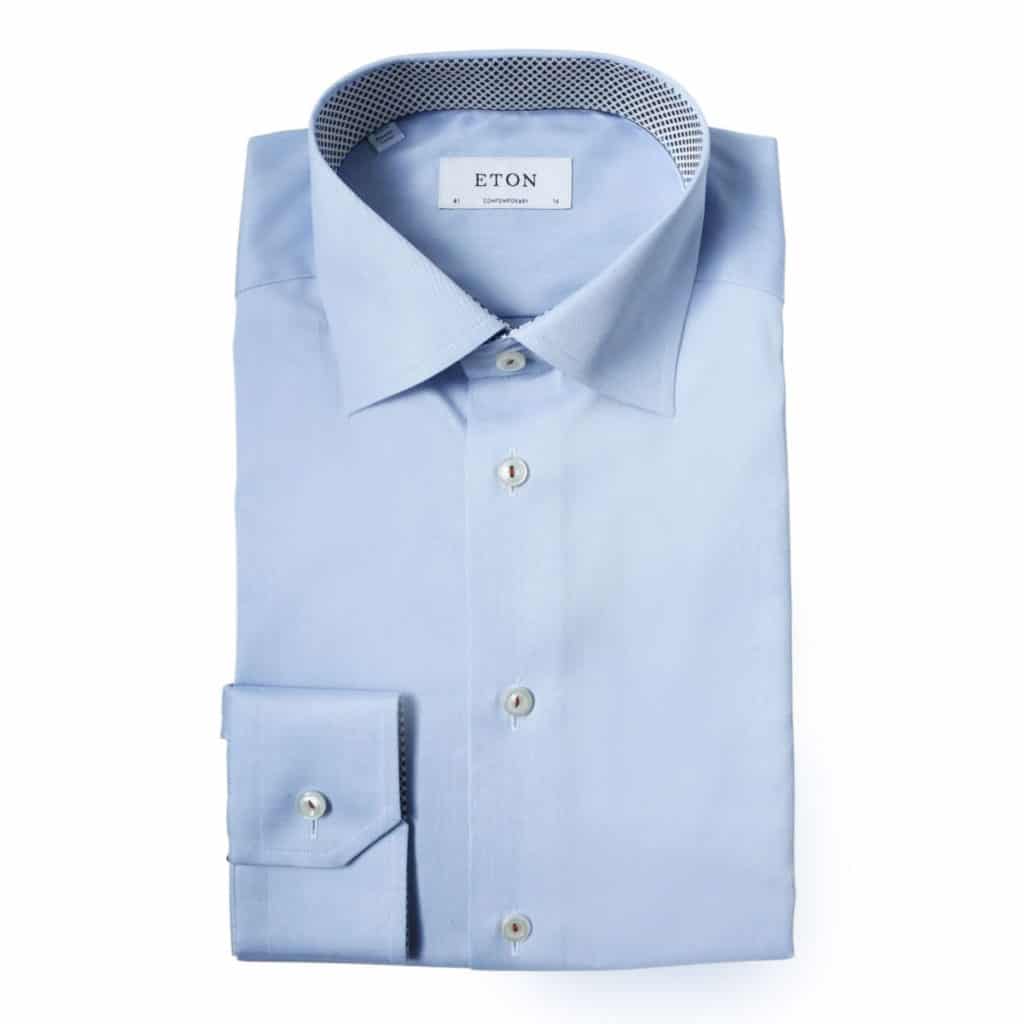 Eton shirt geometric twill fabric light blue1