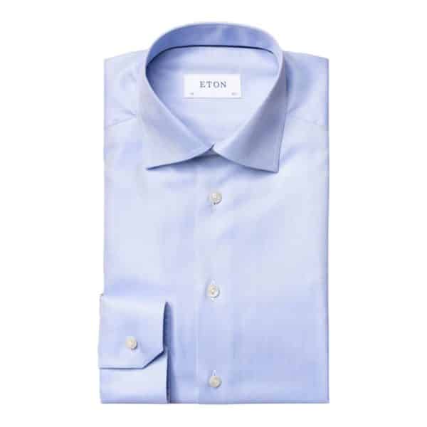 Eton shirt heringbone twill light blue