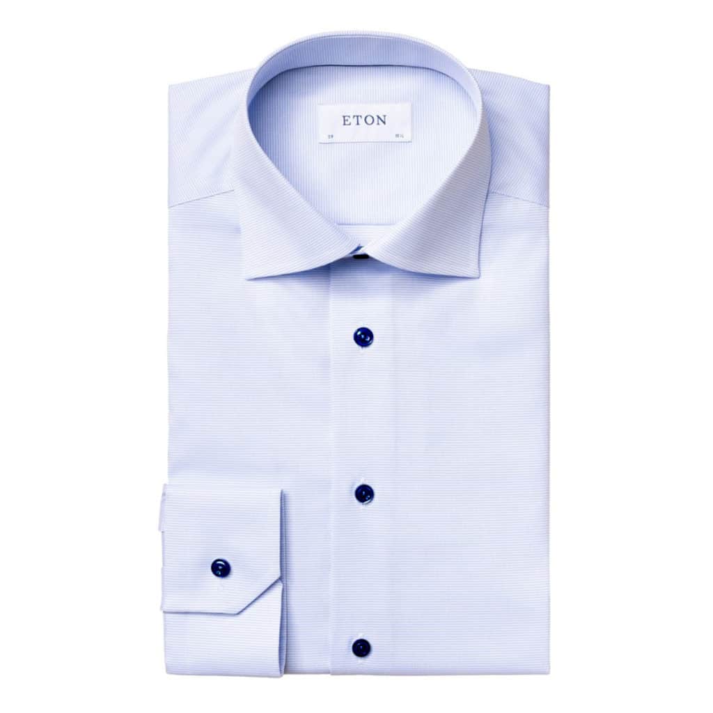 Eton shirt light blue and white twill contrast button
