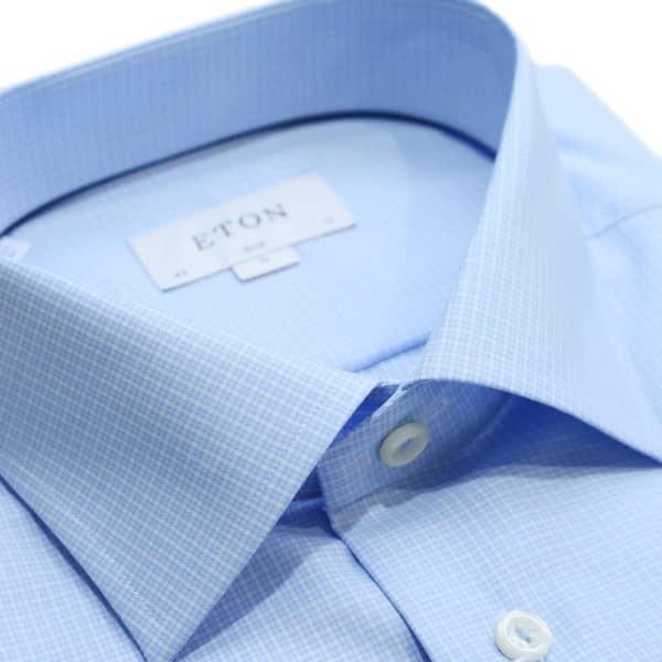 Eton shirt micro check blue collar