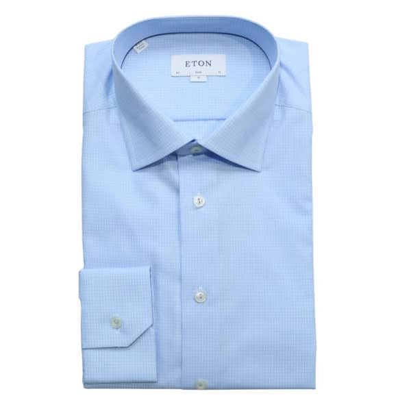 Eton shirt micro check blue1