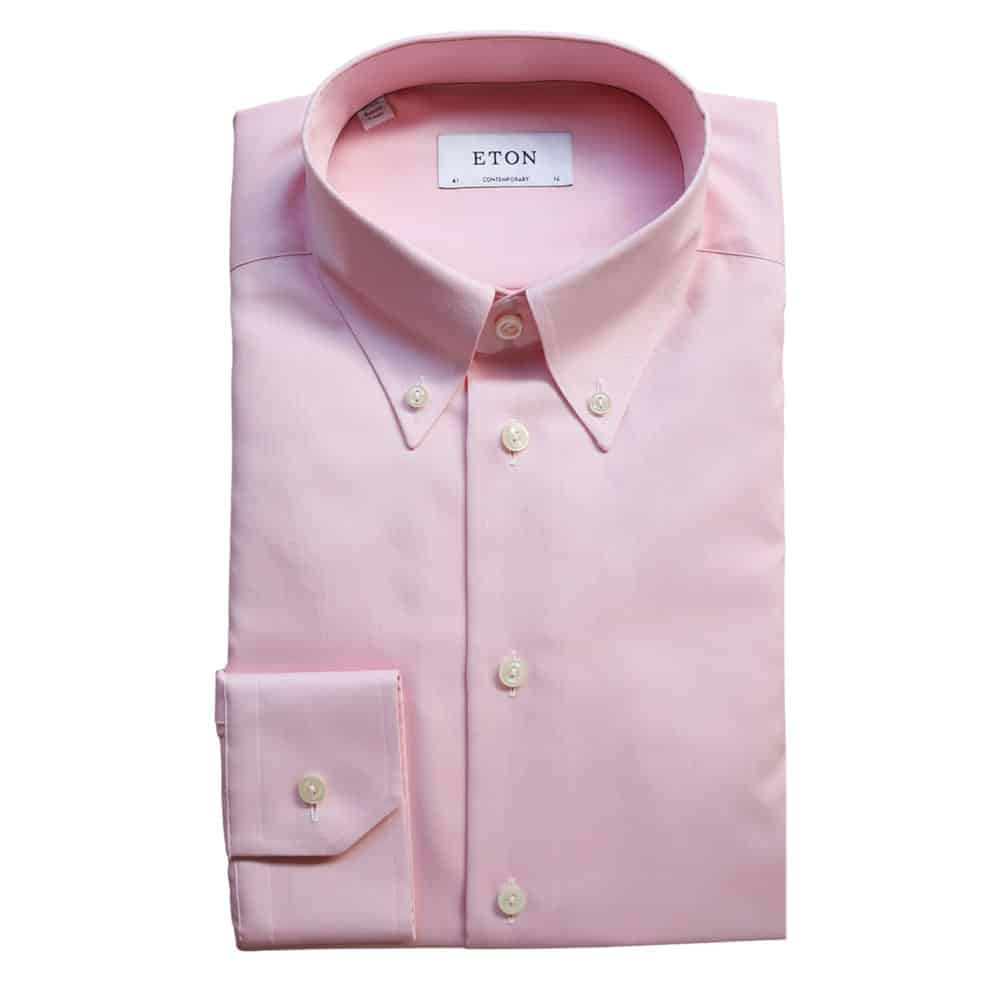 Eton shirt twill button down collar pink1
