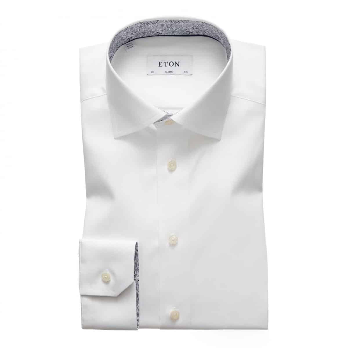Eton Shirt Paisley Contrast Collar Twill White | Menswear Online