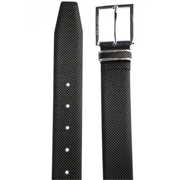 Hugo Boss Canzion Black Leather textured Belt detail