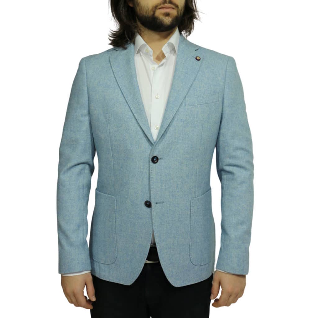 Maxim B blazer wool mix light blue front