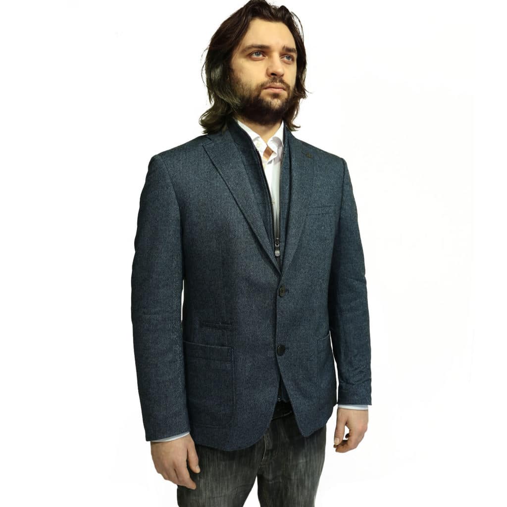 Roy Robson herringbone jacket navy insert open