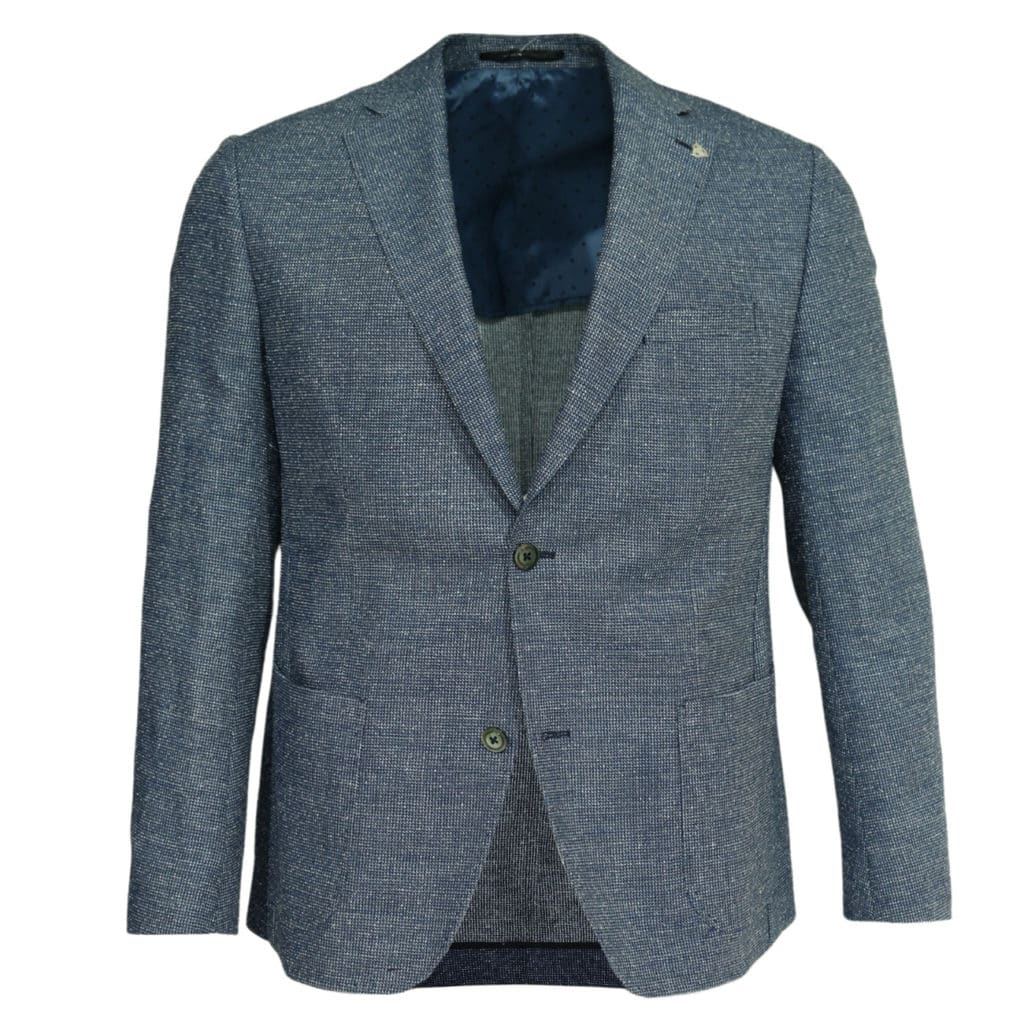 Roy Roybson blue blazer wool linen jacket front