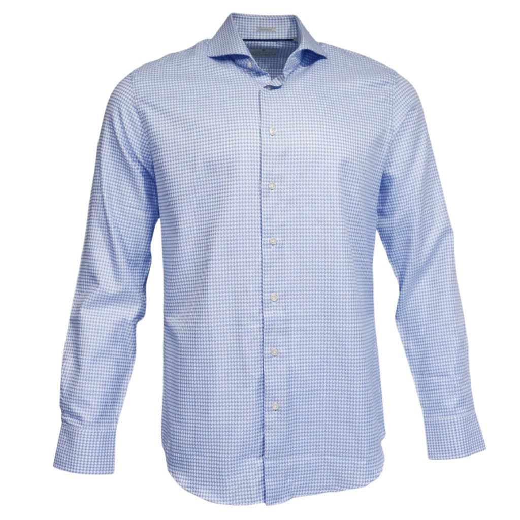 THOMAS MAINE DOGS TOOTH SHIRT BLUE1