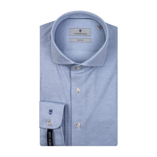 Thomas Maine Jersey Knit Light Blue Shirt