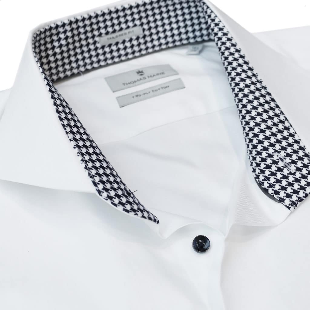 Thomas Maine white shirt check collar detail1