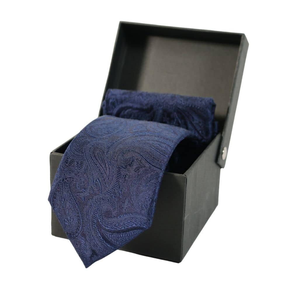 Warwicks Paisley Tie Box Set in navy 1