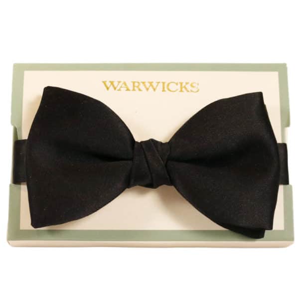 Warwicks bow tie black satin