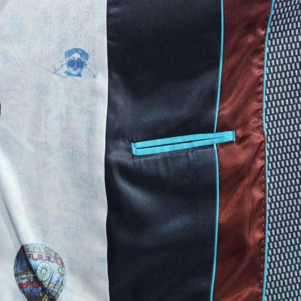 british indigo jacket navy textured pattern lining