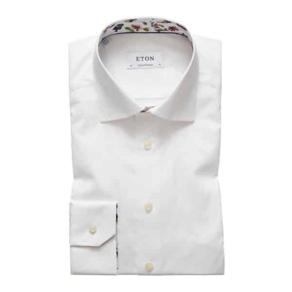 eton contemporary fit contrast collar shirt white