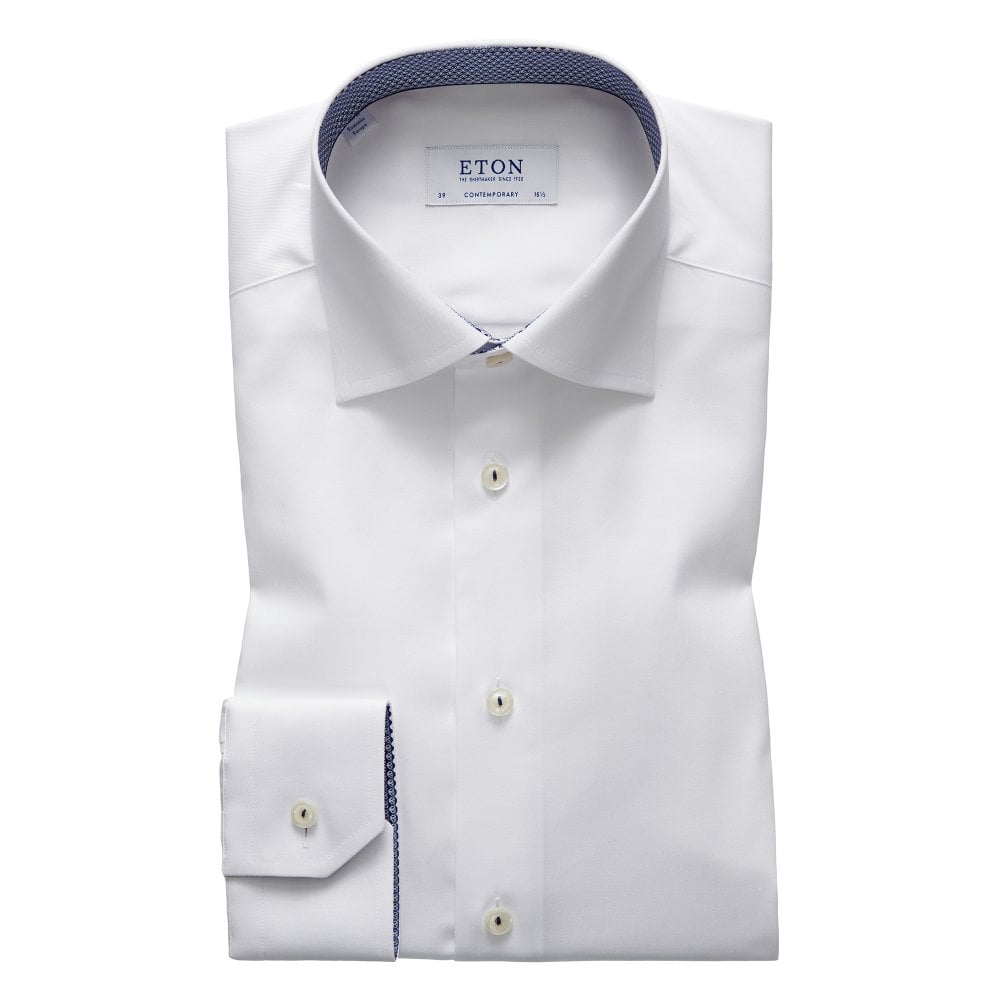 eton shirts contemporary fit white eton shirt with micro panda trim