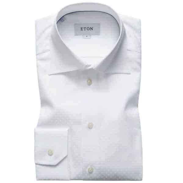 eton white polka dot weave contemporary fit shirt 01