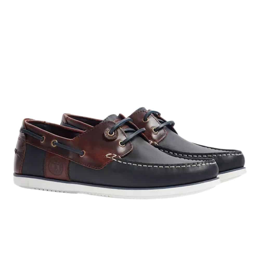BARBOUR WAKE LEATHER NAVY BOAT SHOES 1