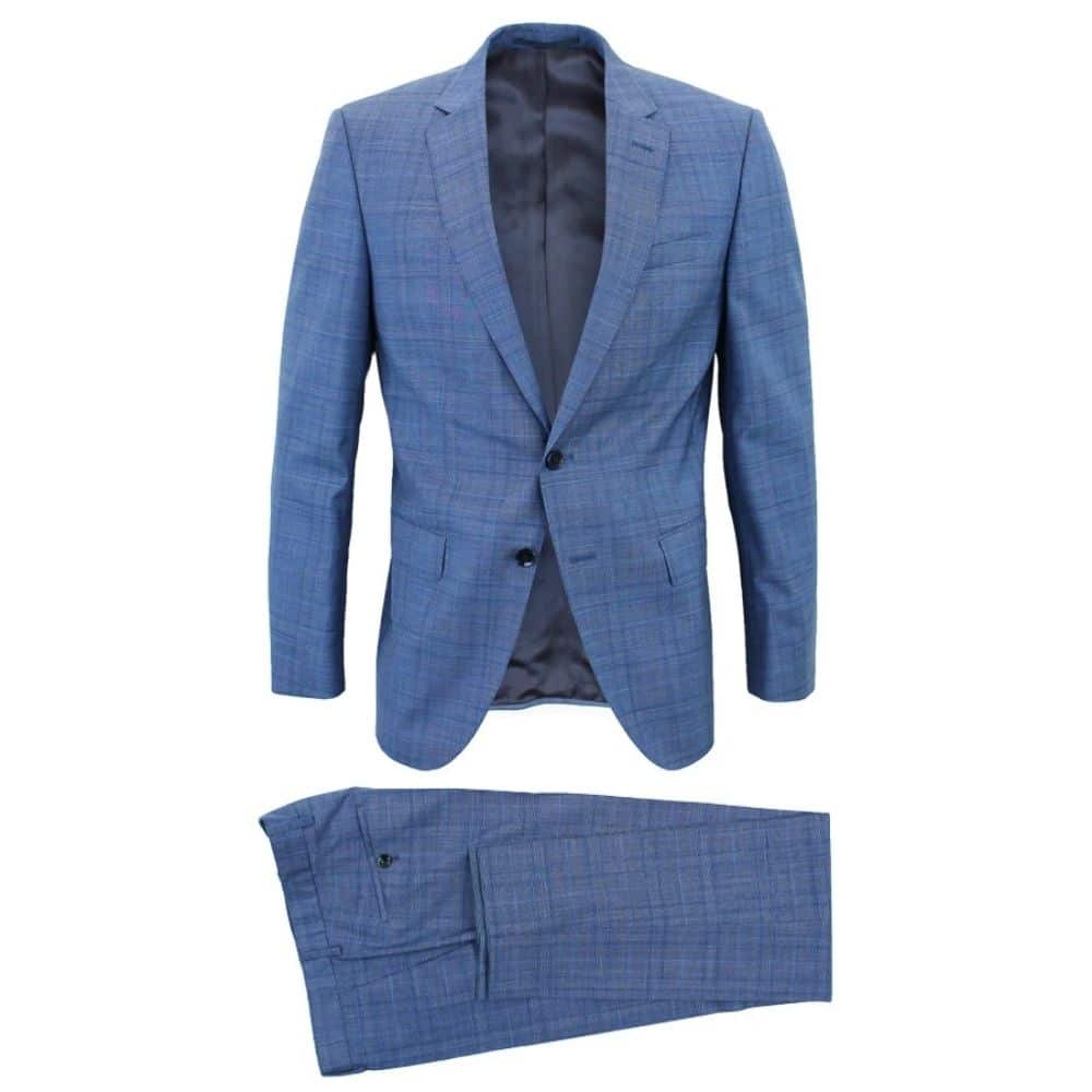 Boss blue suit with check pattern main