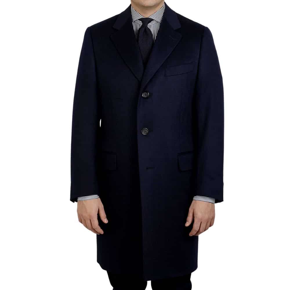 CANALI NAVY WOOL CASHMERE OVERCOAT