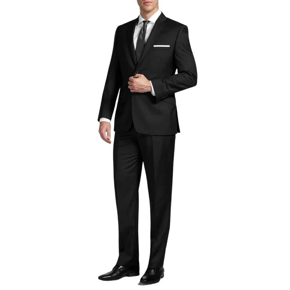 CANALI PURE WOOL FINE PINSTRIPE SUIT IN NAVY
