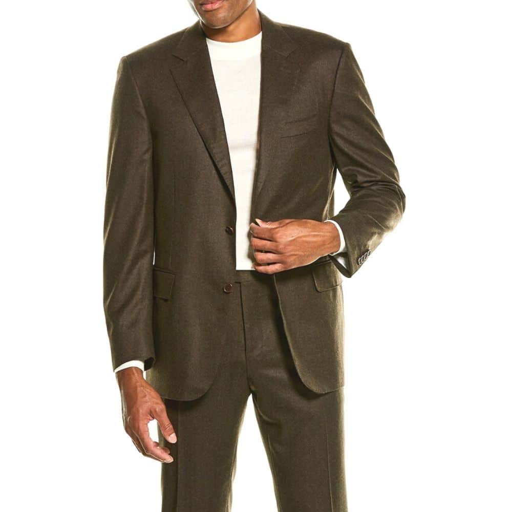 CANALI PURE WOOL TEXTURED SUIT IN BROWN
