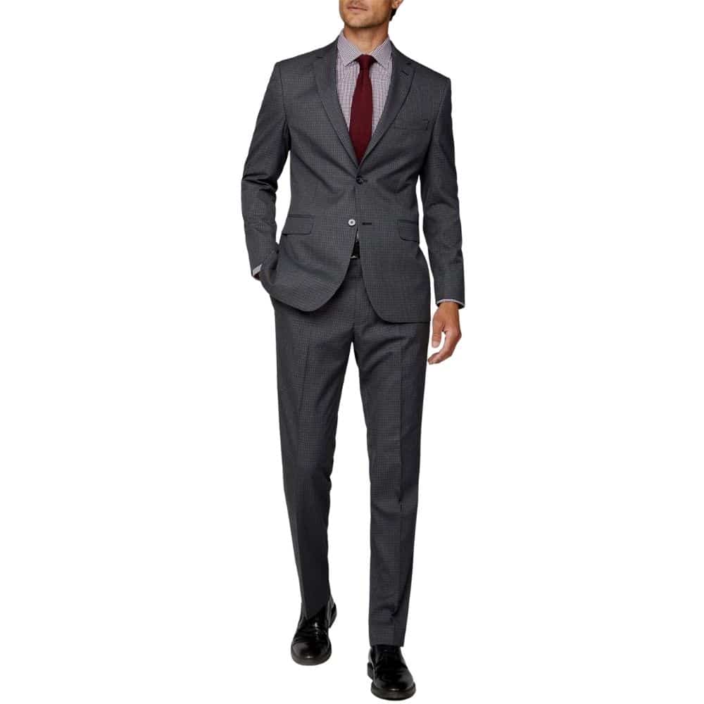 CANALI dice check charcoal suit back 1