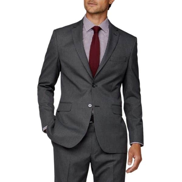 CANALI dice check charcoal suit back