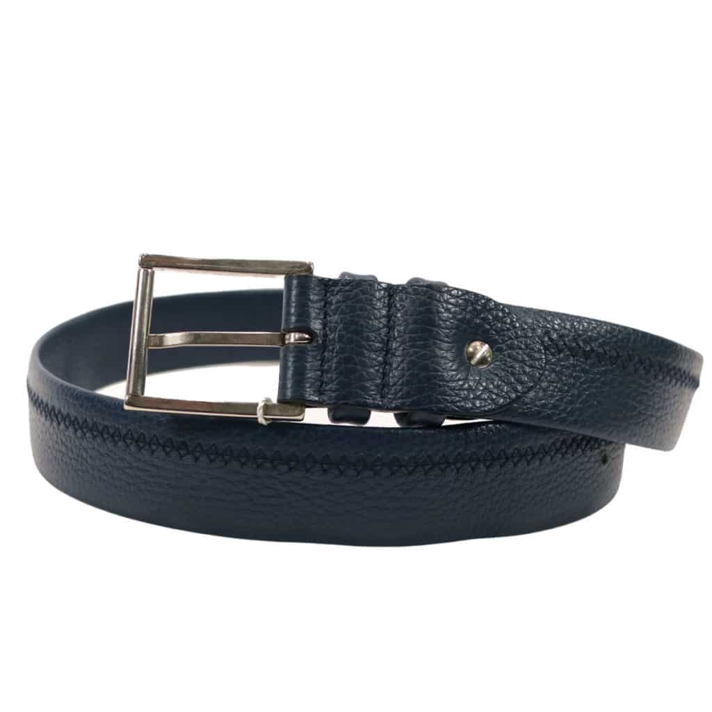 CANALI navy leather belt2