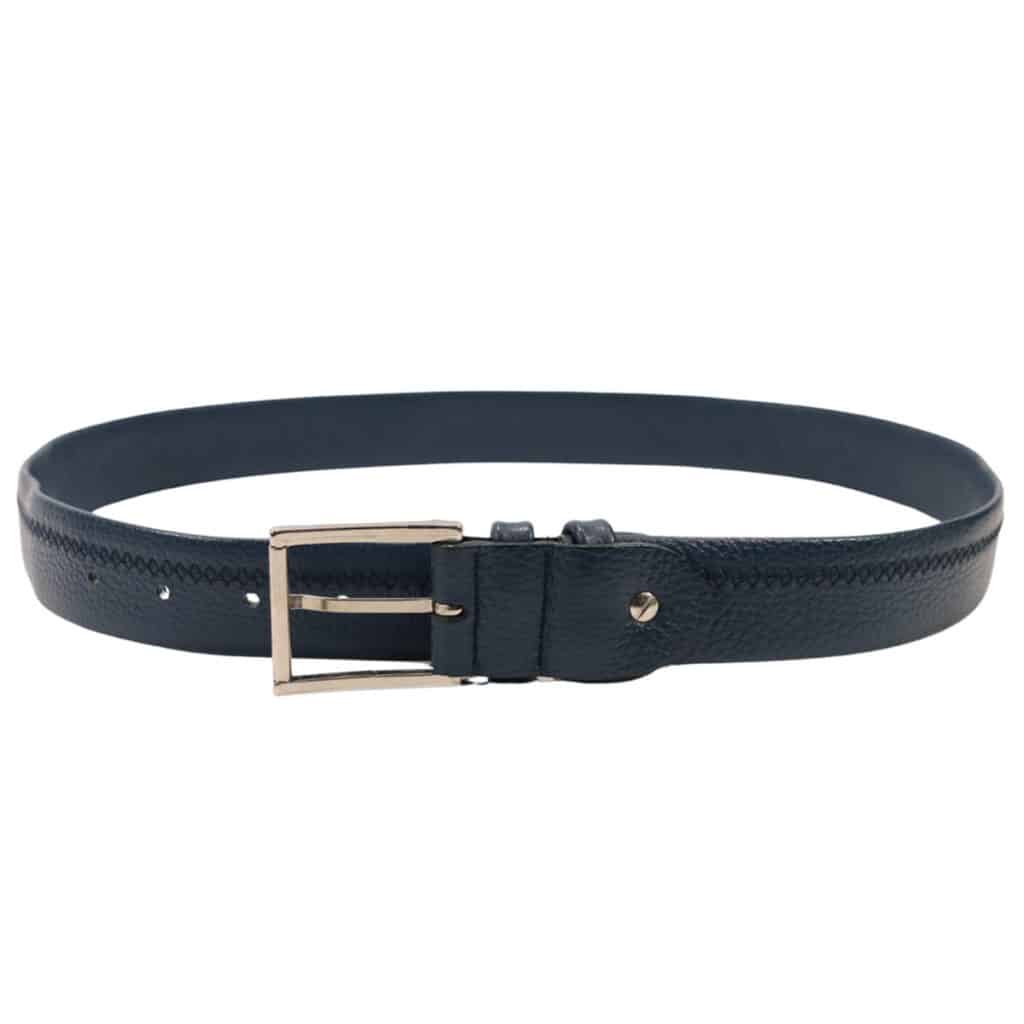 CANALI navy leather belt3