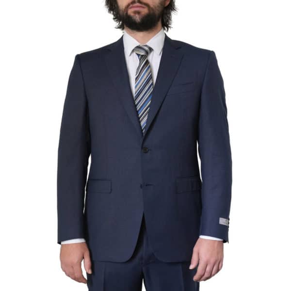 Canali Pure Wool Pick Pick Navy Blue Suit