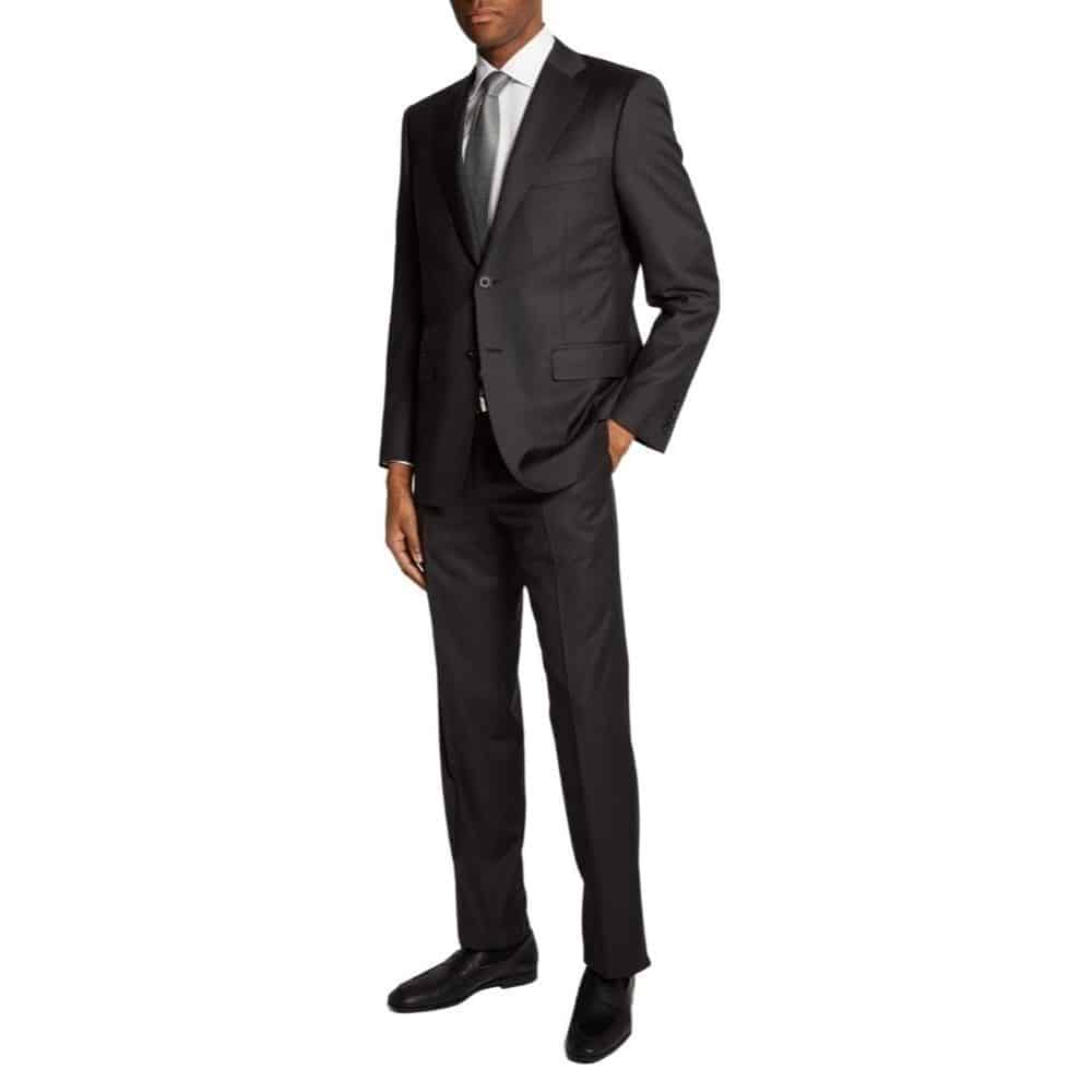 Canali classic fit charcoal suit front