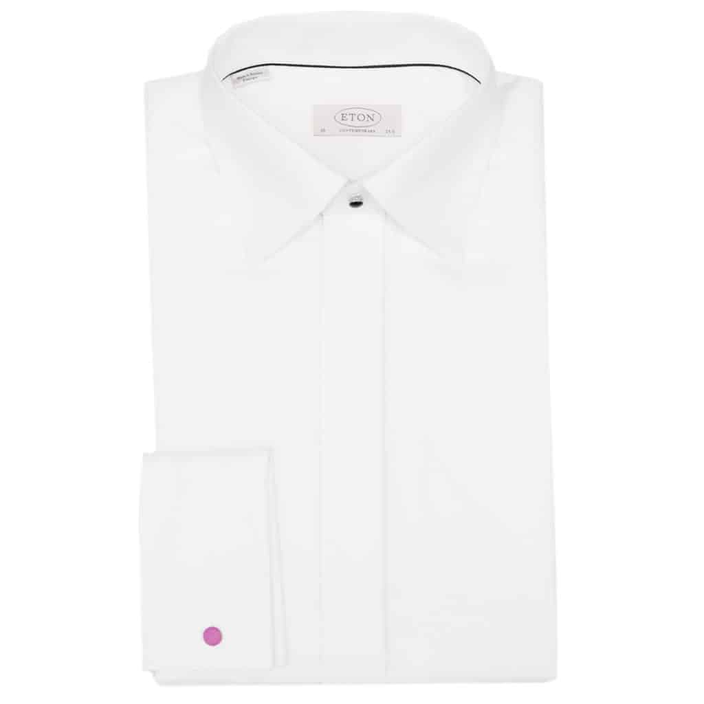 Eton evening shirt black tie white