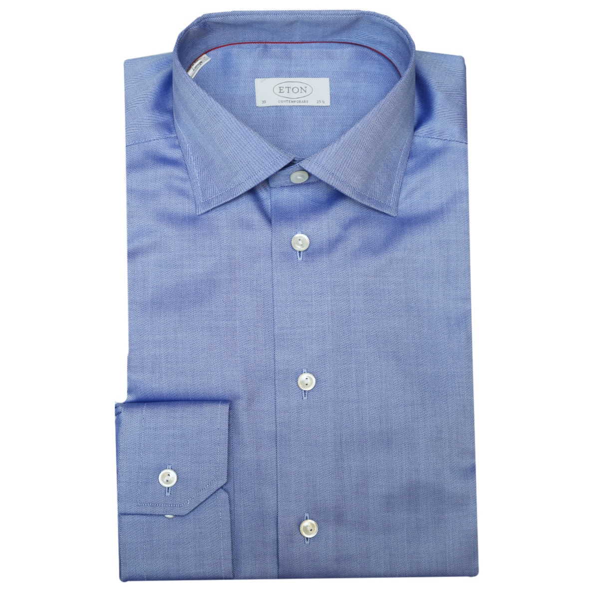 Eton Shirt Herringbone Twill Contemporary Navy Menswear Online