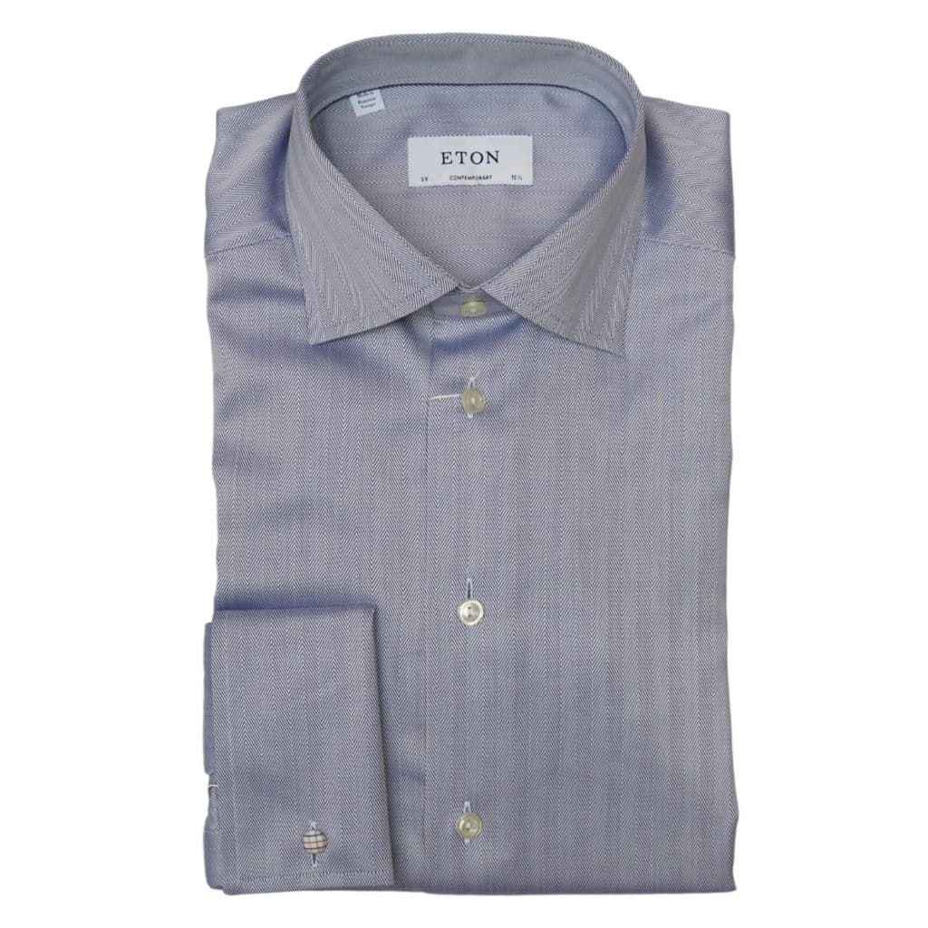 Eton shirt herringbone twill navy