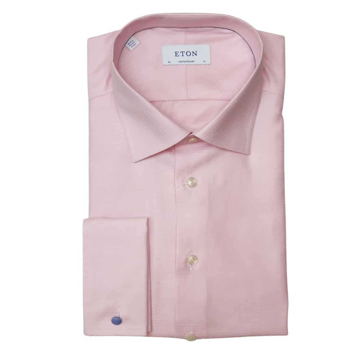 Eton Shirt Textured Twill French Cuff Pink | Menswear Online