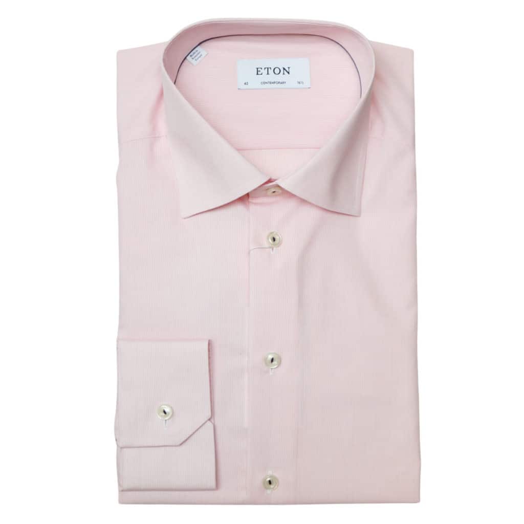 Eton shirt textured stripe pink