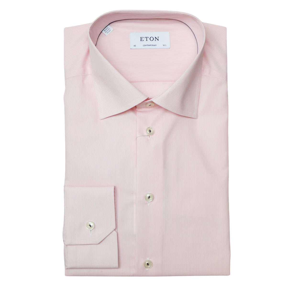Eton Shirt Double Stripe Twill Pink | Menswear Online