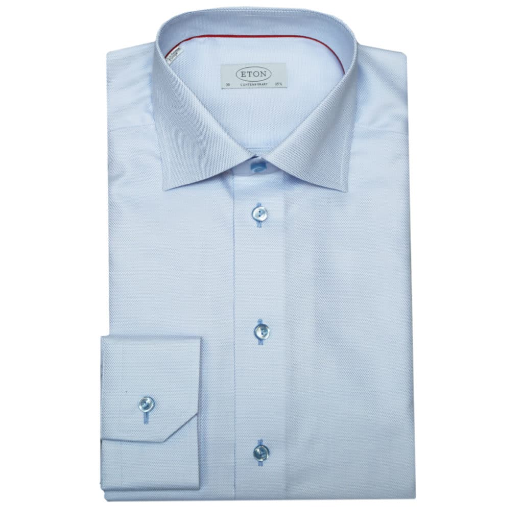 Eton shirt textured twill contemporary light blue