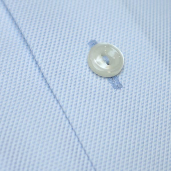 Eton shirt textured twill fabric blue light buttons