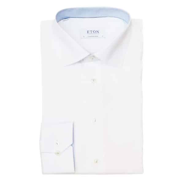 Eton shirt white light blue micro pattern collar