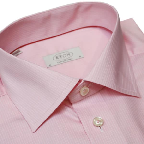 Eton shirt white stripe pink collar contemporary