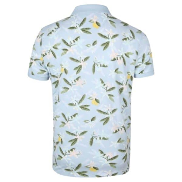 GANT Lemon Flower Print Polo Shirt in Light Blue Rear