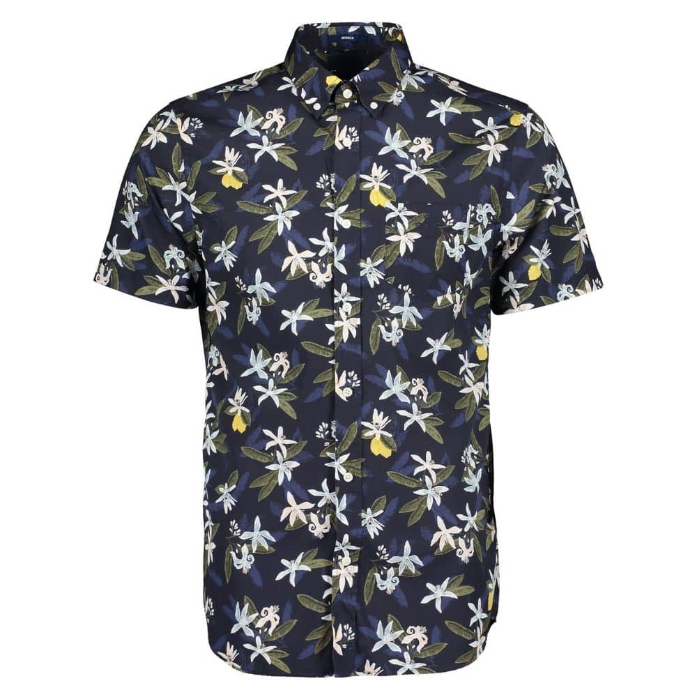 GANT Regular Fit Short Sleeve Lemon Flower Print Shirt Front